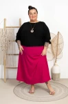Długa Spódnica z kieszeniami CARINI fuksja Plus Size 46/52
