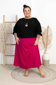 Długa Spódnica z kieszeniami CARINI fuksja Plus Size 46/52