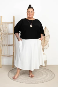 Długa Spódnica z kieszeniami CARINI śmietankowa Plus Size 46/52