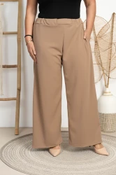 Szerokie Spodnie KULOTY PORTE beżowe Plus Size 48/54