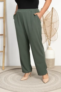 Spodnie materiałowe w gumę PORTO khaki Plus Size 46/52