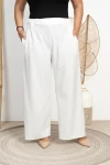 Szerokie Spodnie KULOTY PORTE śmietankowe Plus Size 48/54