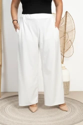 Szerokie Spodnie KULOTY PORTE śmietankowe Plus Size 48/54