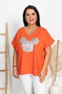 Bluzka pomarańczowa V-Neck DRINA Myszka Plus Size 46/54