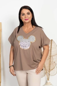 Bluzka fango V-Neck DRINA Myszka Plus Size 46/54