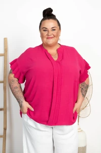 Bluzka z plisowanymi rękawami NOX fuksja Plus Size 48/54
