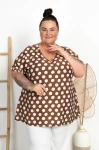 Tunika Płócienko OTELLO brązowa w grochy Plus Size 48/54