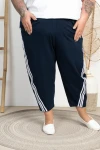 Spodnie Baloons z paskami DEVINE granatowe Plus Size 44-58