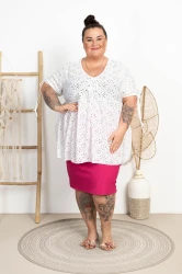 Ażurowa Bluzka z kokardkami TRACY biała Plus Size 50/58