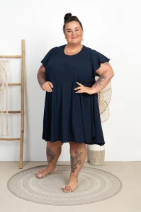 Sukienka trapezowa z Gipiurą JOANNE granatowa Plus Size 46/56