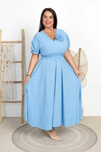 Sukienka Maxi z kwiatem JENNI błękitna Plus Size 42/48