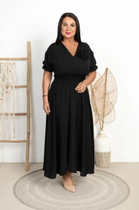 Sukienka Maxi z kwiatem JENNI czarna Plus Size 42/48 