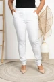 Spodnie w gumkę wysoki stan białe Plus Size 42 44 46 48 50 52 54 56 58 60