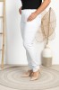 Spodnie w gumkę wysoki stan białe Plus Size 42 44 46 48 50 52 54 56 58 60