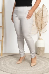 Spodnie w gumkę MIKSA DŁUGIE 09 wysoki stan jasne siwe Plus Size 42-60