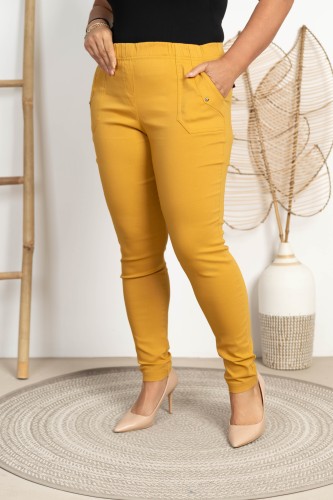 Spodnie w gumkę MIKSA DŁUGIE 09 wysoki stan miodowe Plus Size 42 44 46 48 50 52 54 56 58 60