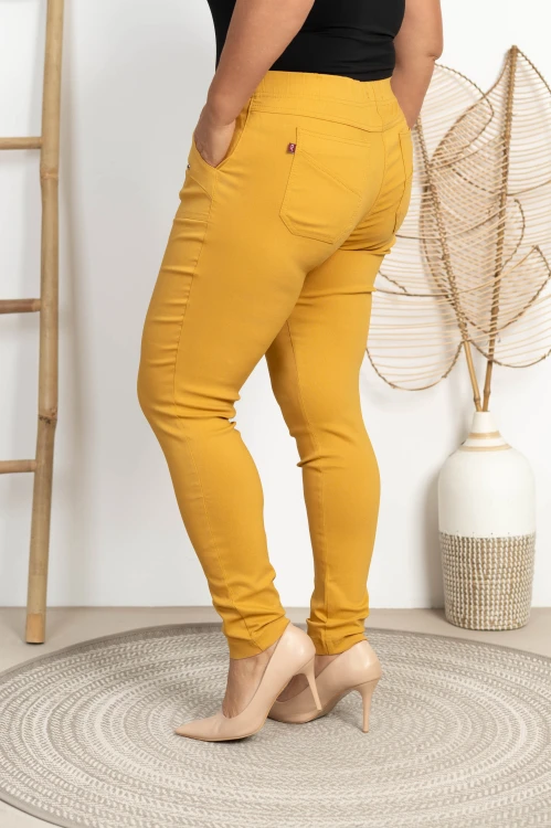 Spodnie w gumkę MIKSA DŁUGIE 09 wysoki stan miodowe Plus Size 42 44 46 48 50 52 54 56 58 60