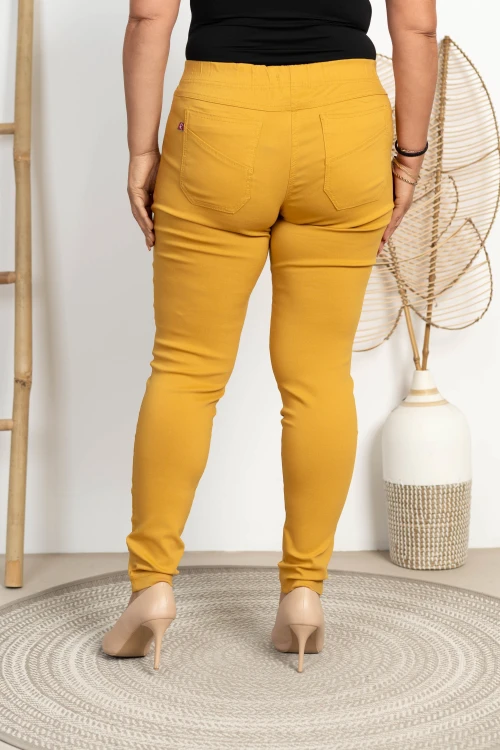 Spodnie w gumkę MIKSA DŁUGIE 09 wysoki stan miodowe Plus Size 42 44 46 48 50 52 54 56 58 60