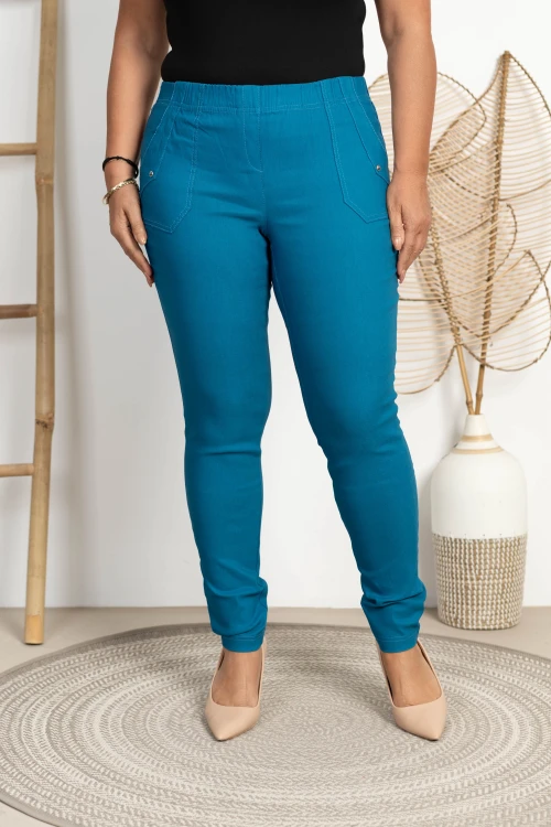 Spodnie w gumkę wysoki stan morskie Plus Size 42 44 46 48 50 52 54 56 58 60