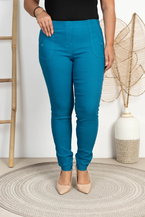 Spodnie w gumkę wysoki stan morskie Plus Size 42 44 46 48 50 52 54 56 58 60