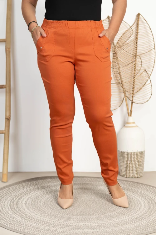 Spodnie w gumkę MIKSA DŁUGIE 09 wysoki stan ceglane Plus Size 42-60