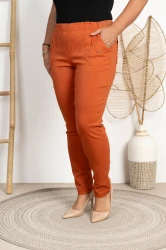 Spodnie w gumkę MIKSA DŁUGIE 09 wysoki stan ceglane Plus Size 42-60