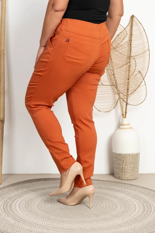 Spodnie w gumkę MIKSA DŁUGIE 09 wysoki stan ceglane Plus Size 42-60