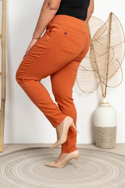 Spodnie w gumkę MIKSA DŁUGIE 09 wysoki stan ceglane Plus Size 42-60