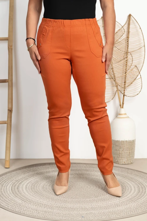 Spodnie w gumkę MIKSA DŁUGIE 09 wysoki stan ceglane Plus Size 42-60