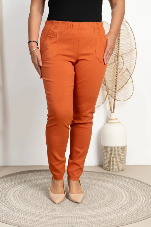 Spodnie w gumkę MIKSA DŁUGIE 09 wysoki stan ceglane Plus Size 42-60