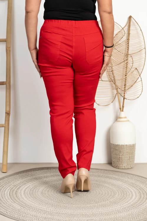 Spodnie w gumkę MIKSA DŁUGIE 09 wysoki stan czerwone Plus Size 42 44 46 48 50 52 54 56 58 60