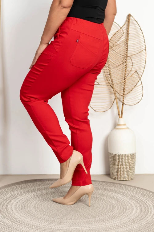 Spodnie w gumkę MIKSA DŁUGIE 09 wysoki stan czerwone Plus Size 42 44 46 48 50 52 54 56 58 60