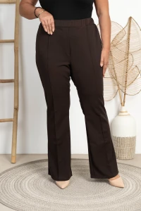 Eleganckie Dzwony w Kant STEP czekoladowe Plus Size 46-54