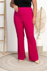 Eleganckie Dzwony w Kant STEP różowe Plus Size 42-54