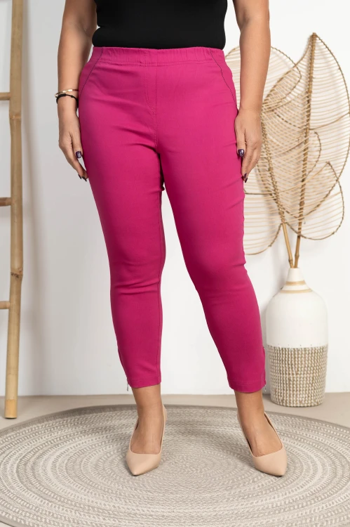 Spodnie 7/8 MIKSA z zipem fuksja Plus Size 42-58