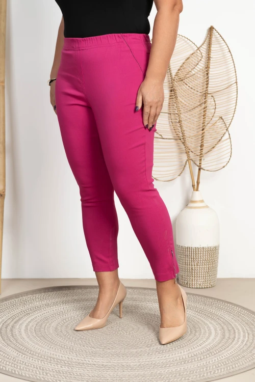 Spodnie 7/8 MIKSA z zipem fuksja Plus Size 42-58