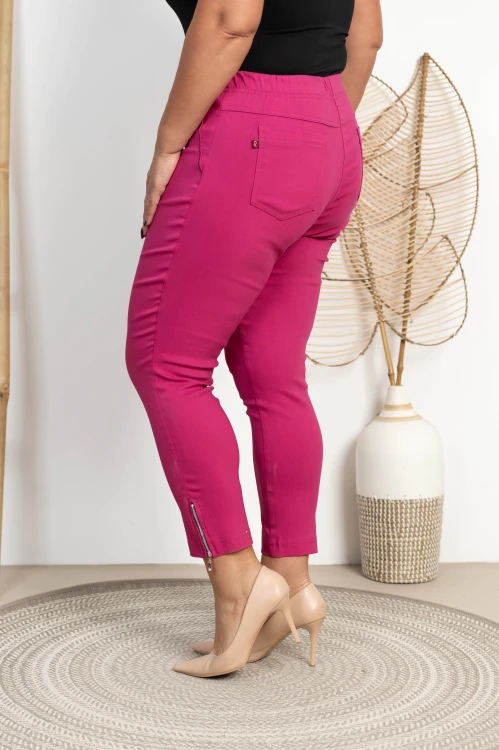 Spodnie 7/8 MIKSA z zipem fuksja Plus Size 42-58