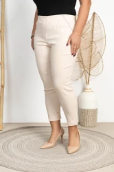 Spodnie 7/8 MIKSA śmietankowe Plus Size 42-58