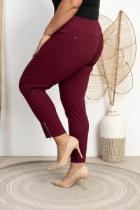 Spodnie 7/8 MIKSA z zipem bordo Plus Size 42-58