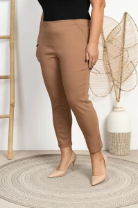 Spodnie 7/8 MIKSA z zipem pudrowy brąz Plus Size 42-58