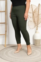 Spodnie 7/8 MIKSA z zipem khaki Plus Size 42-58