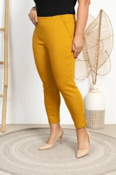 Spodnie 7/8 MIKSA z zipem miodowe Plus Size 42-58
