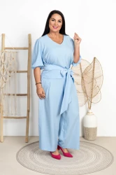 Komplet elegancki ISADORA błękitny Plus Size 42-52
