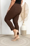 Spodnie 7/8 MIKSA z zipem brąz Plus Size 42-58