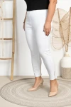 Spodnie 7/8 MIKSA z zipem białe Plus Size 42-60