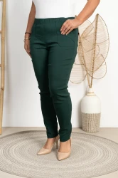 Spodnie w gumkę MIKSA DŁUGIE 09 wysoki stan butelkowa zieleń Plus Size 42-60