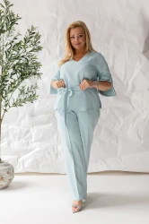 Elegancki Komplet TERENS szałwia Plus Size 44-50