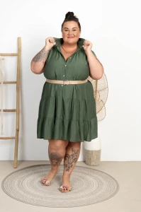 Sukienka Koszulowa z paskiem ELENI khaki Plus Size 46/54