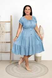 Sukienka literka A JANETTE tencel jasna Plus Size 44/50