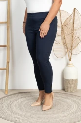 Spodnie 7/8 MIKSA z zipem granat Plus Size 42-58
